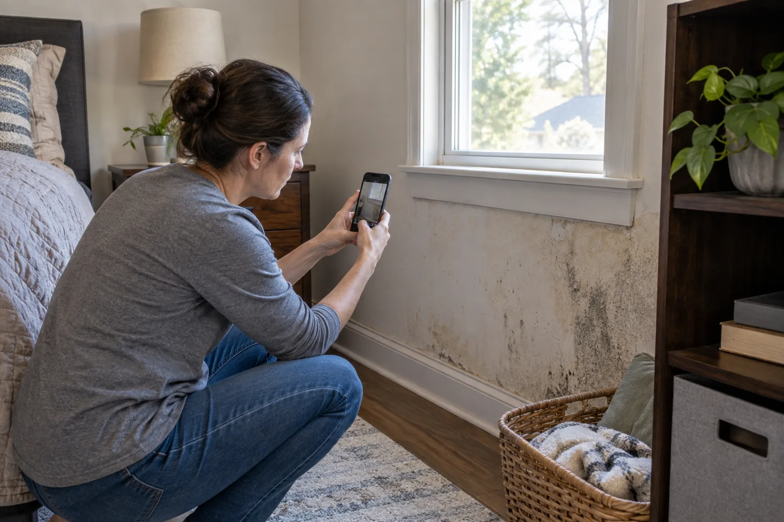 Renter taking wide and close photos before cleaning changes the evidence