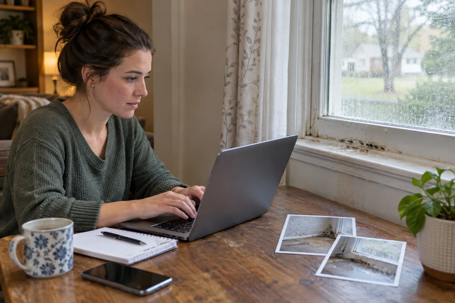 Renter sending a written maintenance report about the moisture source